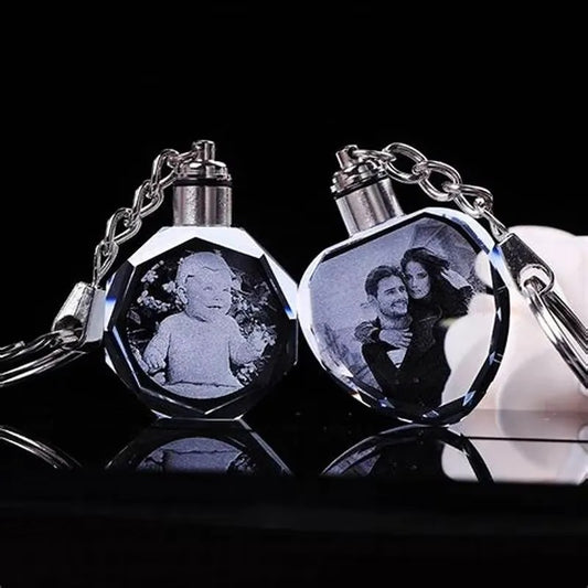 Porta llaves de CRISTAL 3D personalizado con tu FOTO o LOGO - Regalos con Alma